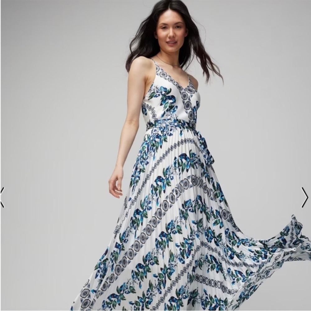 White House Black Market Blue and Green Patterned Maxi Dress - Picture 11 of 13